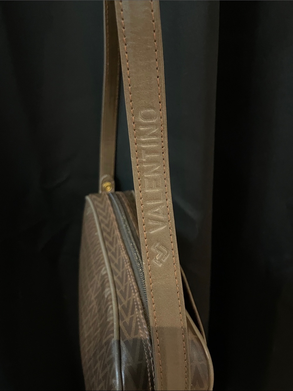 Mario Valentino Brown Monogrammed V-Logo Crossbody Bag - Picture 16 of 17
